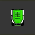 Green Off Road Vehicle With Large Tires Black Roof And Reflective Surface