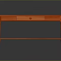 Orange Wooden Console Table Design With Single Drawer Lower Shelf And Slender Legs