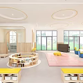 Bright Kindergarten Interior With Pink Mat And Playful Decorations 3d model