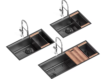 Modern Black Stainless Steel Kitchen Sinks With Varied Designs 3d model