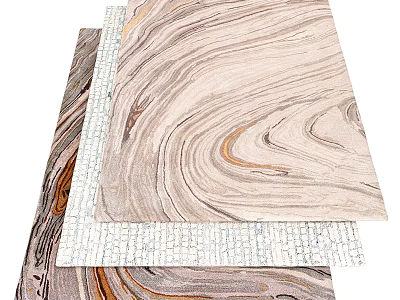 Square Area Rug With Wavy Marble Like Pattern In Neutral Beige Brown Tones Design 3d model