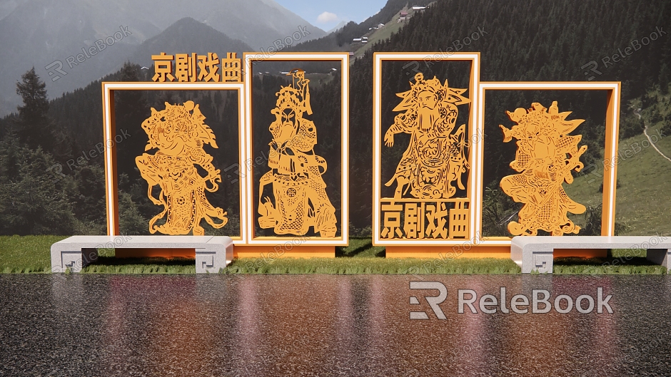 Beijing Opera Face Paper-cut Drama Window Decals Chinese Folk Paper-cut model