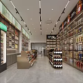 Modern Tobacco and Alcohol Store Interior With Shelves Displaying Wines Spirits and Tobacco Products