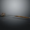 Medieval Flail Weapon With Star Shaped Head Chain And Wooden Handle