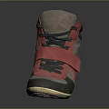 High Top Wedge Shoes Gray Red Black With Laces Red Straps And Light Sole