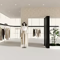 Modern Minimalist Clothing Store Interior With Clothes On Hangers And Plant Decoration