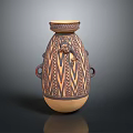 Traditional Hand Carved Ceramic Pottery Sculpture With Decorative Patterns And Handles