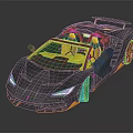 Black Convertible Sports Car With Yellow Seats And Sleek Aerodynamic Design