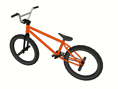 Orange BMX Bicycle With Black Wheels And Comfortable Black Seat 3d model
