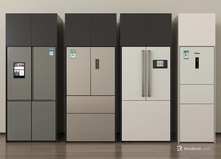 Modern Refrigerators With Different Styles And Color Options For Home Kitchen 3d model 