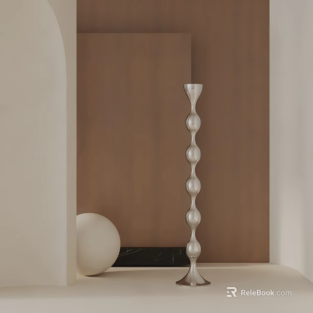 Elegant Silver Floor Lamp With Spherical Beads In Modern Interior Decor 3d model 