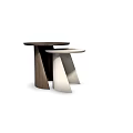 Modern Side Tables With Geometric Bases And Mixed Wood Metal Table Tops