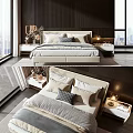 Modern Bedroom Interior With Double Bed Decorative Pillows Bedside Lamps And Window View