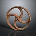 Rustic Cast Iron Industrial Wheel With Spoked Design And Central Hole 3d model