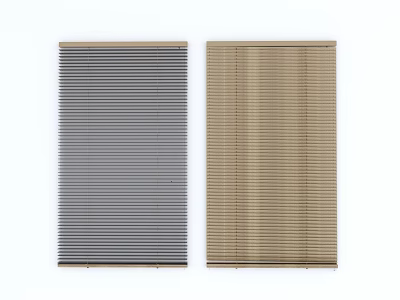 Two Different Colored Window Blinds With Vertical Slats For Home Interior 3d model