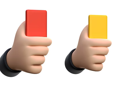 Decorative Ornament Set Featuring Hands Holding Red And Yellow Cards 3d model