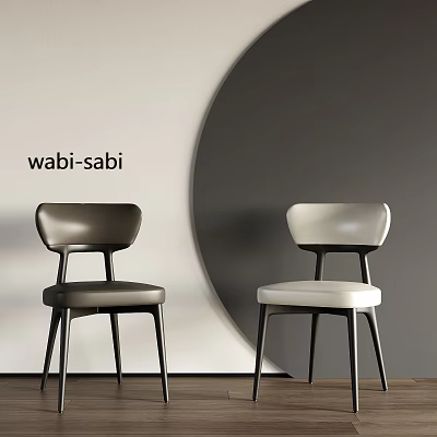 Wabi Sabi Style Black And White Dining Chairs With Modern Minimalist Design 3d model