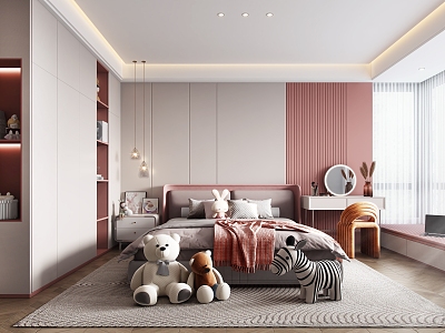 Modern Children's Room Girls Room 3d model