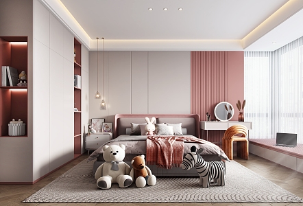 Modern Children's Room Girls Room 3d model