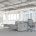 Modern Open Public Office Space With Large Windows Sofa Work Desks And Natural Light 3d model