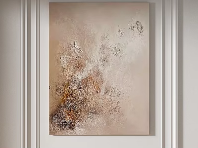 Abstract Painting With Soft Beige Brown Tones And Textured Brushstrokes On White Wall Interior Decor 3d model