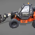 Bobcat Orange Industrial Telehandler With Extendable Arm And Front Bucket