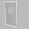 Modern Decorative Room Divider with Lattice Patterns and Circular Cutout Design 3d model
