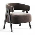 Modern Beige Textured Fabric Armchair With Black Wooden Legs And Curved Arms