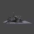 Burnt Motorcycle With Wreckage Ash And Debris In Post Fire Scene