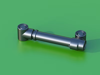 Metal Connecting Rod Part With Circular Bearing Ends And Cylindrical Middle On Green Background 3d model
