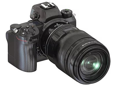 Professional Black Digital Camera With Large Lens For High Resolution Photography 3d model