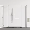 Modern Shower Head With Handheld Shower And Glass Partition In Bathroom Space