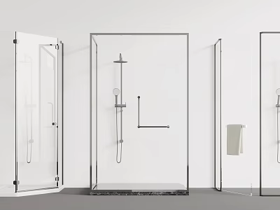 Modern Shower Head With Handheld Shower And Glass Partition In Bathroom Space 3d model