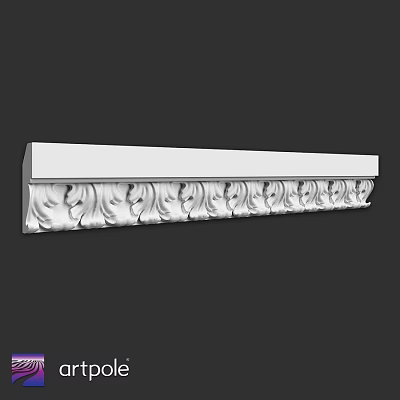 Elegant White Ornamental Architectural Component With Intricate Carved Patterns For Decoration 3d model