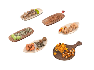 Food Drinks Nuts Walnut Almond Peanut Fruit 3d model