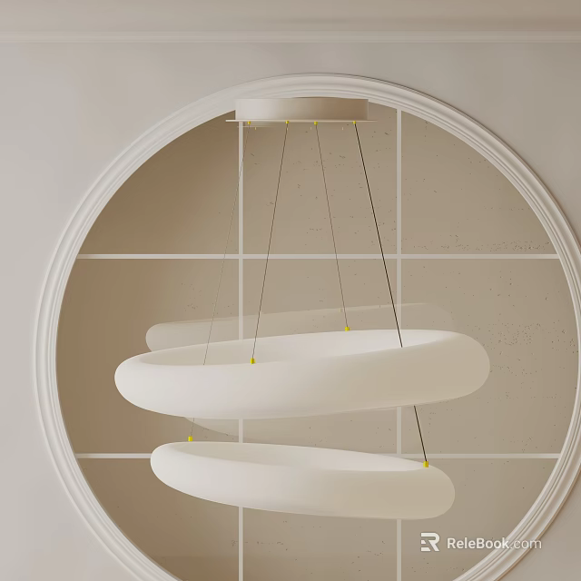 Modern White Double Ring Chandelier Design For Elegant Minimalist Interior Decor 3d model 