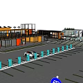 Well Organized Parking Lot With Multiple Spaces Parked Cars And Lighting Poles