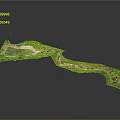 Garden Landscape 3D Model Featuring Green Areas Water Body And Winding Paths