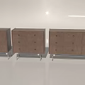 Three Brown Shoe Cabinets With Drawers Doors And Metal Legs In Modern Design