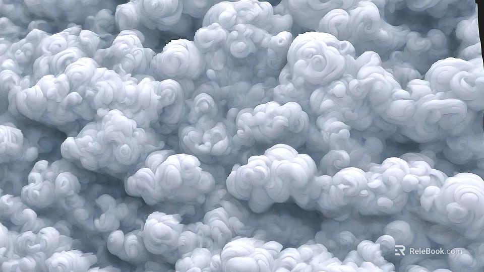 Scenic View of Fluffy White Clouds Covering Sky in Dense Formation 3d model 