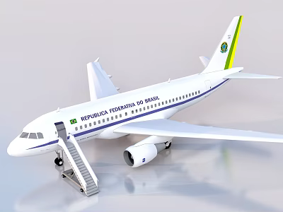 White Passenger Plane With Republica Dominicana Livery Green Yellow Tail Logo And Boarding Stairs 3d model