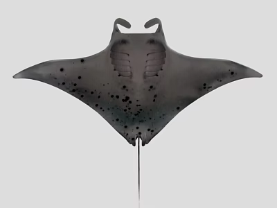 Graceful Manta Ray With Large Flat Body And Black Spots Gliding Underwater 3d model