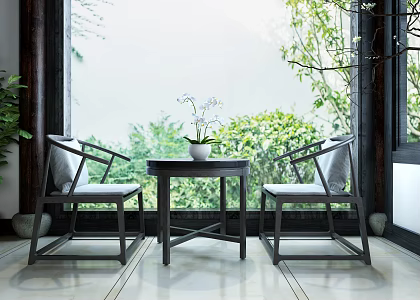 New Chinese Style Casual Sofa Combination Casual Chair Round Orchid Combination 3d model
