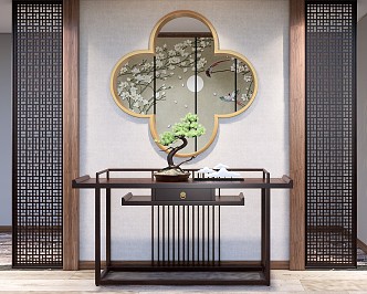 New Chinese-style Entrance Cabinet Entrance Case Combination 3d model