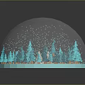 Decorative Snow Globe With Blue Trees Tents And Miniature Winter Scene Reflection