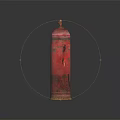 Red Rusted Cylindrical Metal Container With Vintage Valve Top And Base