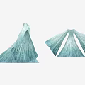 Elegant Light Blue Flowy Sleeve Dresses With Gradient Design And Flowing Fabric
