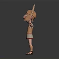 3D Roman Soldier Character Wearing Golden Armor Helmet And Red Skirt With Outstretched Arms