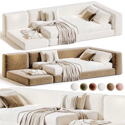 Modern Kids Bed With Soft Cushions Pillows And Multiple Color Options 3d model