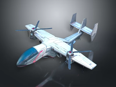Futuristic Spacecraft Design Featuring Streamlined Body Wings And Propellers For Space Exploration 3d model